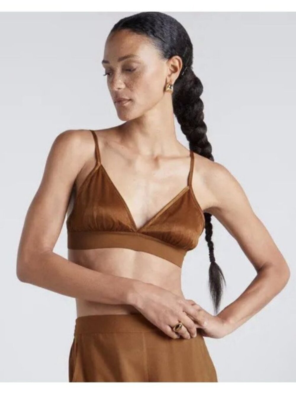 Kate Young X Splendid Women’s Cupro Bralette In Walnut NWT